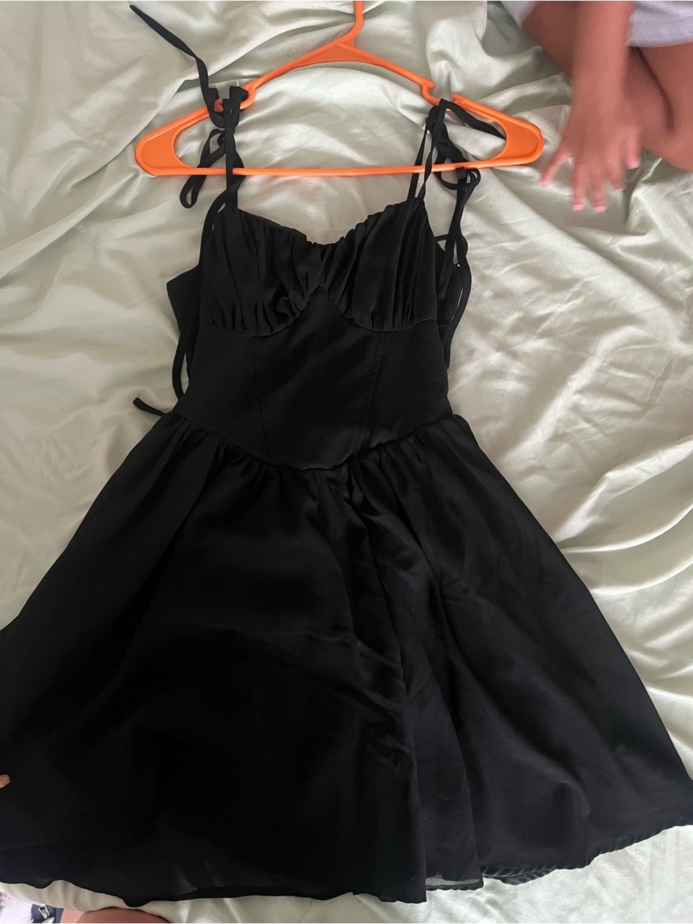 Source Unknown Black Tie-Shoulder Mini Dress